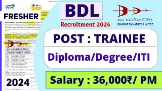 BDL Recruitment 2024। Project Diploma Assistant। BDL Project Engineer Vacancy 2024। Jobs 2024