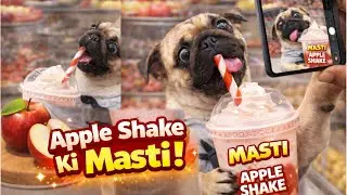Yum Yum! Apple Shake Fun with Milli🐶#youtubedogs #bestbuddy #mypug #dogfood #healthylifestylegoals 