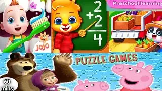 Masha and the bear | super Jojo fun with family | pepper and friends | baby bus panda games