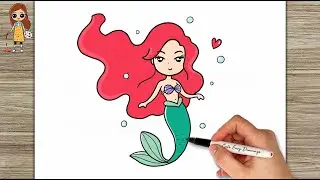 How to Draw Disney Princess Arial Easy