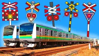 【電車】踏切 アニメ【鉄道 ふみきり】Train & Railroad crossing 東海道線 京浜東北線