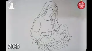 Drawing virgin mary and jesus Christianity | merry Christmas 2025 Last video 