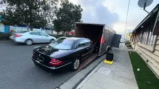 2001 Mercedes Benz CL500 loaded on to enclosed hauler San Francisco California