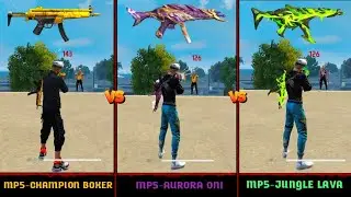 MP5 - CHAMPION BOXER VS MP5- AURORA ONI VS MP5 - JUNGLE LAVA DAMAGE TEST FREE FIRE | BEST MP5 SKIN |
