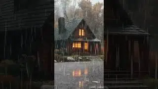 Autumn rain melody by the cabin 🌧️🍂 #rain #sleep #asmrrain #fallasleep #soothing #rainyday