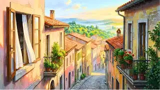Ghibli Style Italian CITY Morning 🌿 Slow Living, Simple Life and Cozy Countryside Routine