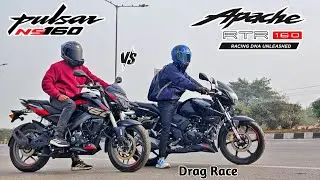Bajaj Pulsar NS 160 Vs TVS Apache RTR 160 2V | Drag Race | Who Will Win?