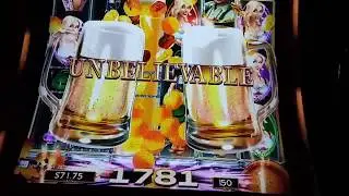 Heidi's Beer House Progressive Slot machine.  5 free spins  $1.50 bet