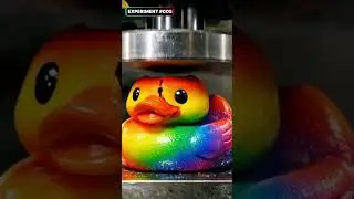 Hydraulic Press vs Stylized Rubber Duck! 🌈🦆💥 #crushingtime #asmr #experiment