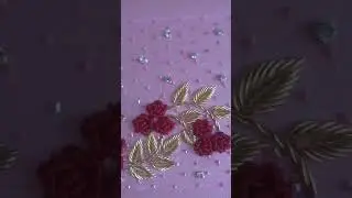 French wire Leaves Bullion Flowers Kurti in Production- Stone work, cut bead, dabka & thread works