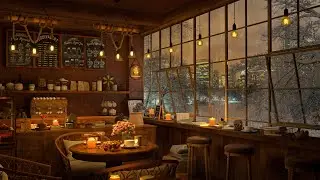 Rainy Night and 4K Cozy Coffee Shop ☕ Piano Jazz Music for Relaxing, Studying and Working