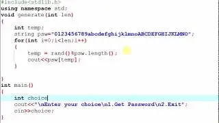Password generator  in C++ using switch case
