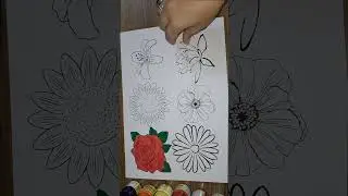 Learn Flowers Painting and coloring for kids easy #shorts