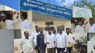 BRS party leaders protest in front of Aleru Municipal Office...