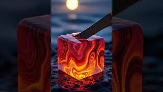 solid lava cube cutting ASMR