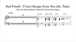 Bud Powell - I Can't Escape From You, Alt Take (1946) - Piano Transcription