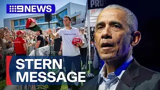 Obama warns America is at 'inflection point' after Kirk shooting | 9 News Australia