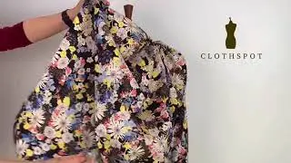 &lsquo;Pastoral&rsquo; blue & yellow floral cotton lawn fabric