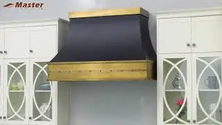 Where modern metal meets antique brass &mdash; RangeHoodMaster Black Curved Range Hood