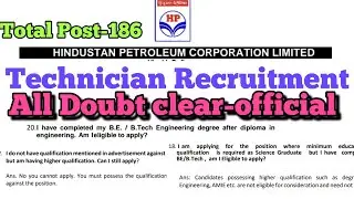#HPCL Technician Recruitment 2022 | HPCL Technician official FAQ | hpcl higher qualification