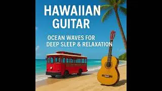 🌙 Hawaiian Guitar & Ocean Waves Sleep Music 🌴 1 Hour | Relaxing Night BGM