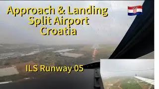 Stormy Approach & Landing Split Airport Croatia in a Learjet 75 in 4k