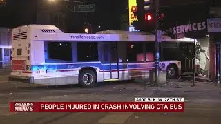 4 injured after car blows traffic signal, hits CTA bus, leading to crash into building