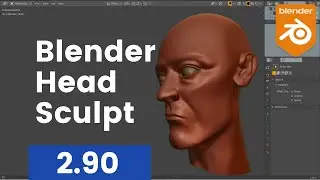 How To Digital Sculpt Human Male Head In Blender 2.90 Beginner Tutorial Timelapse Base Mesh anatomy