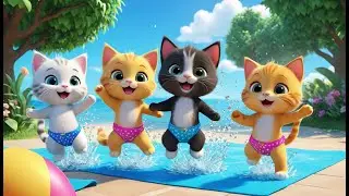 Six Silly Kittens Jumping in the Pool | Playful Cat Nursery Rhyme for Toddlers | Early Learning Song