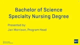 Bachelor of Science &ndash; Specialty Nursing Degree - Info Session - 17 June 2021