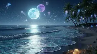 Moonlit Ocean Waves at Night | Deep Relaxation, Stress Relief and Peaceful Sleep Ambience