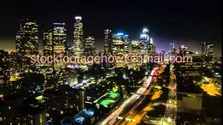 Aerial Downtown LA timelapse long exposure - slow shutter