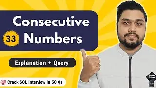 Consecutive Numbers | Leetcode 180 | Crack SQL Interviews in 50 Qs  #mysql #leetcode