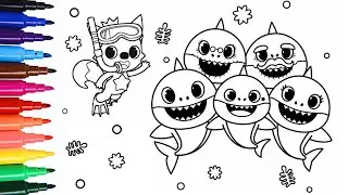 Coloring Baby Shark & Shark Family | Colouring Pages | #babyshark #babysharkdoodoodoodoo