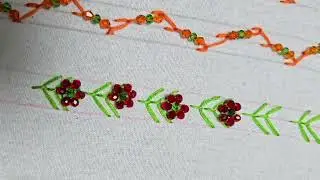 Beads Border Design #handbroidery #diy #beads #beadswork #embroidery 