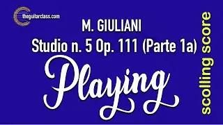 Mauro Giuliani - Studio n. 5 Op. 111 (Prima Parte) - SCROLLING MUSIC VIDEO - ORIGINAL RECORDING