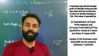 A business has earned average profit of 8,00,000 during the last few years and the normal rate of re