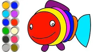 Fish Coloring Page - How to Drawing Fish & Coloring Pages for Kids - Learning Videos for Children