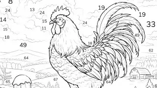 Rooster stands proudly on a fence during the winter | Coloring Games