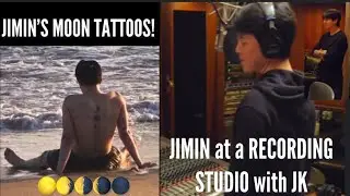 JIMIN at a RECORDING STUDIO with JK & WITH HIS BEAUTIFUL MOON TATTOOS🌖🌘AT☀️LA BEACH with BTS members