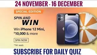 Amazon Spin & Win Quiz Answers Today / Win Fitbit Versa / 24 November 2020