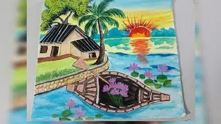 Natural Scenery Drawing/Village Scenery Drawing/Village Scenery Drawing/Grammar Chobi aka