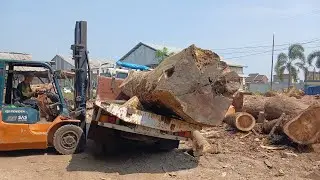 Splitting Large Wood Using an Old Industrial Era Machine 