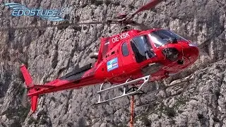 Heli Austria Aerospatiale AS-350B-3 Ecureuil - Rockfall Barrier Construction Part 2 - Omiš Croatia
