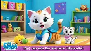 Emma Kitten Goes to School | 3D Animated Nursery Rhyme for Kids