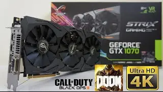 ASUS GTX 1070 STRIX COD BLACK OPS III, DOOM GAME TEST FULL HD, 4K