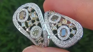 Certified Fancy Color Diamond Cocktail 18k White Yellow Gold Art Deco Ring - C400