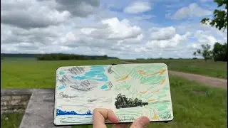 Plein Air Sketching - Gouache Impression Landscape - Burgundy Views - France - Joe G Paintings