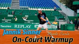 Jannik Sinner full on-court warm up in Monte Carlo 2024