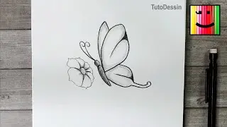 Comment dessiner un papillon et une fleur au crayon de papier | Tutoriel pas &agrave; pas